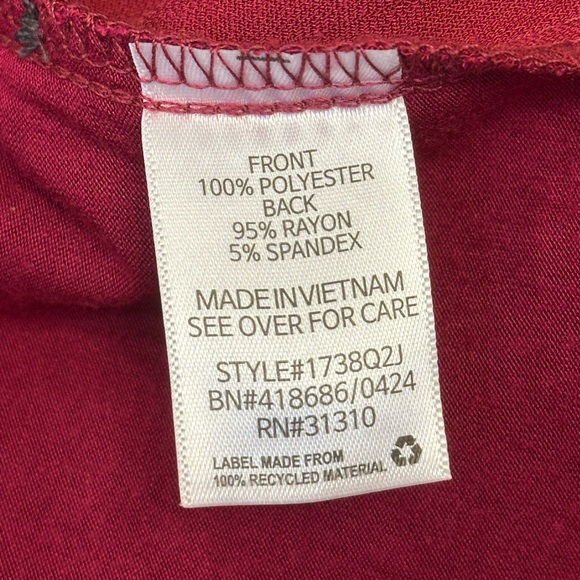 Fortune Ivy Women’s Medium Sleeveless V Neck Top Burgundy Maroon Mixed Fabric - Picture 5 of 5